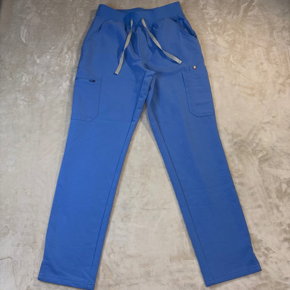 FIGS Technical Collection Scrub Pants Ceil Blue Cargo Yoga Waist 1000209 Women S